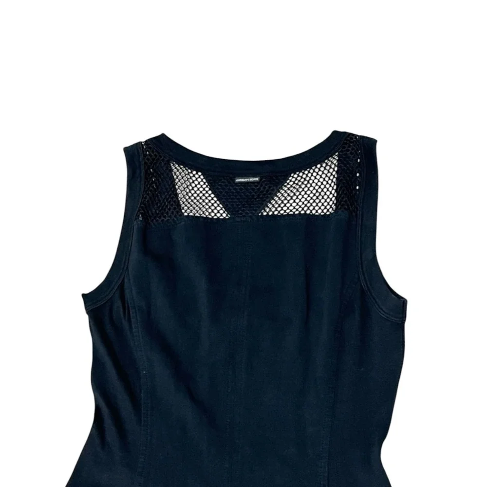 Marc Cain Sports Black Midi Dress Sleeveless Mesh Back Fit & Flare